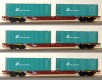 45009 ACME Set of 3 Container transport cars type Sggnss loaded with containers of FS-Cargo Chemical.